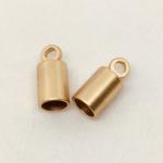 4mm Cord End Cap W/Loop Satin Gold
