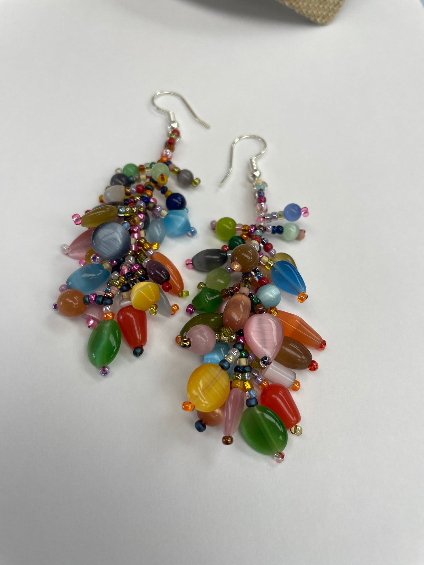 06-14-25 "Hippy" Earrings What a fun way to use up a variety of beads and wear home from the shop. Christy 11-:00-1:00pm