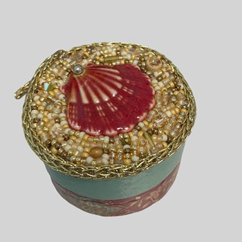 06-11-26 Shell Box A simple trinket box using bead embroidery and mixed media. Geri 1:00-4:00pm