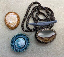 03-15-26 Beginning Bead Embroidery Begin your bead embroidery with your choice of a cabochon. Christy 11:00-1:00pm