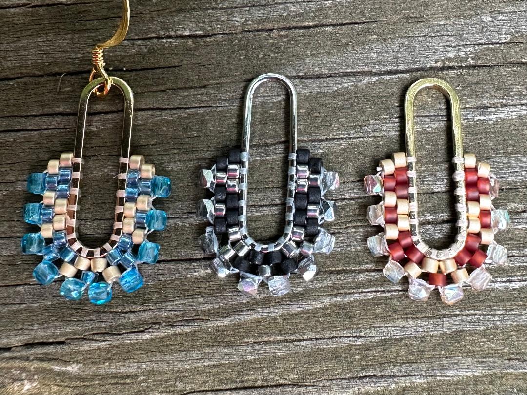 10-14-25 Dangle Earrings The kit supplies the oval rings and ear wires: you select the beads to make these dangles! Geri 1:00-3:00pm