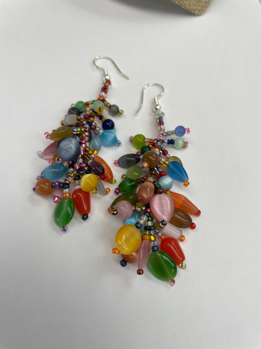06-14-25 "Hippy" Earrings What a fun way to use up a variety of beads and wear home from the shop. Christy 11-:00-1:00pm