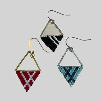 05-16-26 Delica Triangle Earrings Fun pattern sititched earrings kits done on a triangle. Geri 10:00-12:00pm