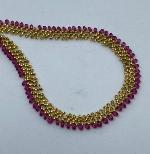 08-23-26 Veronica's V A statement neckpiece done with a twist on St. Petersburg stitch. Linda 10:30-1:30pm