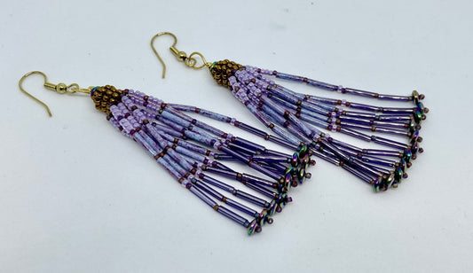10-11-23 Peyote Top Fringe Earrings Peyote stitch the top and fringe the bottom! Christy 11-1pm